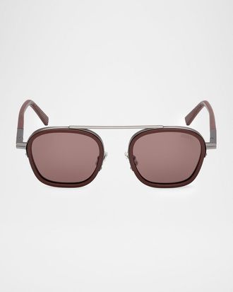 Ermenegildo Zegna Dark Foliage Orizzonte I 51mm Metal/Acetate Navigator Sunglasses