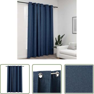 vidaXL Tenda lino - Tenda Oscurante Effetto Lino con Occhielli Blue 290x245cm