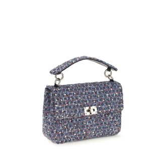Valentino Garavani Womens Blue Fabric Shoulder Bag