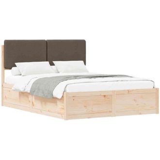 vidaXL Estructura De Cama Con Cabecera Tapizada Taup&eacute; 160 X 200 Cm Vidaxl