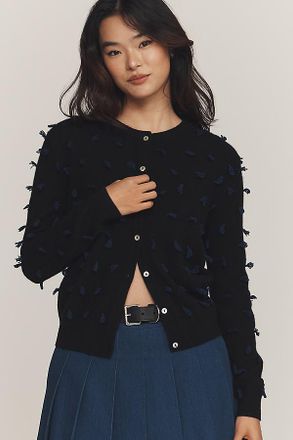 Lingua Franca Quilt Knot Cashmere Cardigan Sweater