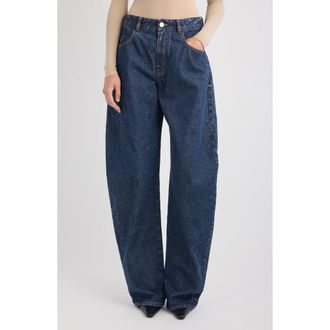 Alaia Low Rise Round Jeans in Dock Blue at Nordstrom, Size 10 Us
