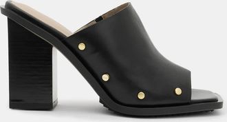 AllSaints Sheep Leather Kelly Block Heel Leather Mules, Size: UK 7/US 10/EU 40