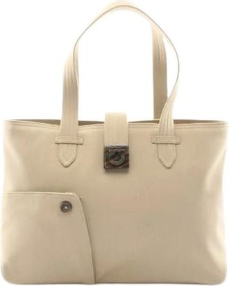 Ferragamo Borsa Tote Pre-owned Gancini in Tela - - Pre-owned - Donna - Beige - ONE SIZE