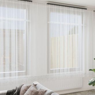 vidaXL Cortinas Con Cortinas Floral Blanco Poli&eacute;ster Vidaxl