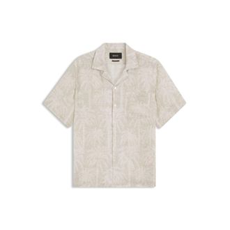 BOSS Regular-fit shirt in palm-print Italian cotton