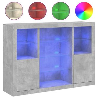 Berkfield Home Sideboards with LED Lights 3 pcs Concrete Grey Engineered Wood