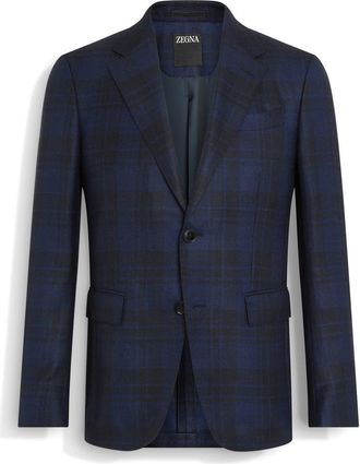 Ermenegildo Zegna Shadow Plaid Cashmere & Silk Sport Coat in Blue And Black at Nordstrom, Size 50 Us