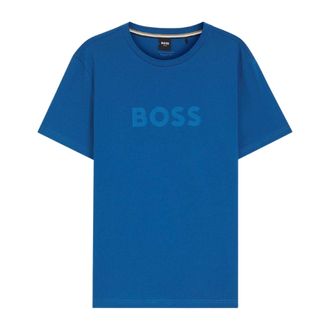 HUGO BOSS Heren T-shirt katoen met logo (Blauw)