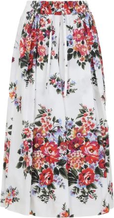 Dolce & Gabbana Poplin lange rok met bloemenboeketprint - Dames - Midirokken - Veelkleurig - S - Katoen - Rokken