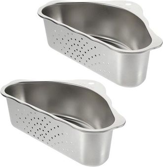 No Brand 2 Piezas De Cesta Coladora Triangular De Acero Inoxidable Para Fregadero, Filtro De Cocina Compacto Para Residuos De Alimentos, Cesta De Drenaje Robus