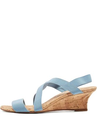 Manolo Blahnik pre-owned 60mm Terwe wedge sandals - women - Fabric/Fabric/Cork/Leather - 40 - Blue