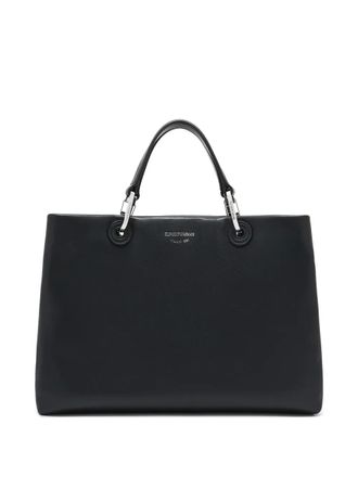 Emporio Armani medium top-handle leather tote bag - men - Bovine Leather (top grain) - One Size - Black