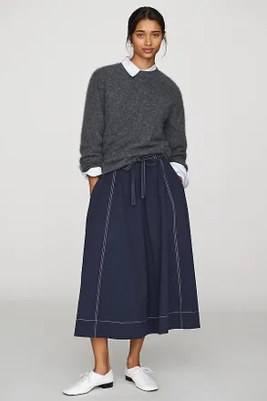 Mare Mare 100% Cotton Seamed Midi Skirt