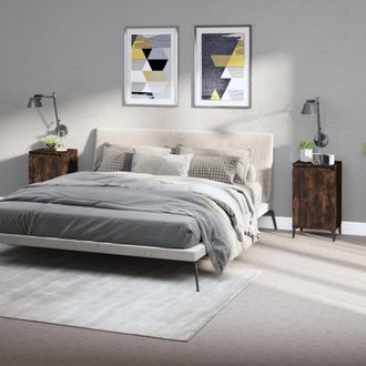 vidaXL Vidaxl - Mesitas Noche 2 Uds Madera Contrachapada Roble Humo 40x35x70 Cm