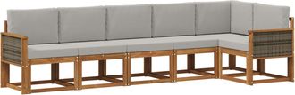 vidaXL Conjunto De Sof&aacute;s De Exterior 6 Uds. Natural Y Gris Claro Vidaxl