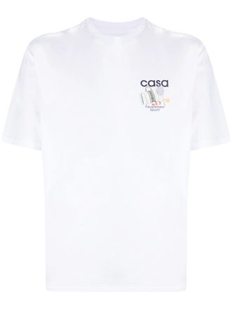Casablanca Mens Equipment Sportive Cotton T-Shirt in White - Size Medium