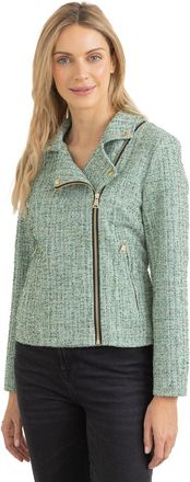 Klass Textured Shimmer Biker Jacket - GREEN - 22