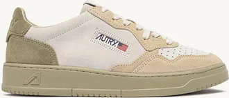 Autry MEDALIST LOW TRICOLOR SNEAKERS IN SUEDE COLOR WHITE SAND AND GRAY GREEN