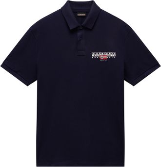 Napapijri Poloshirt NAPAPIJRI E-AYLMER, Herren, Gr. L, blau (blu marine), Piqu&eacute;, Obermaterial: 100% Baumwolle, unifarben, regular fit normal, Rundhals, eingeset