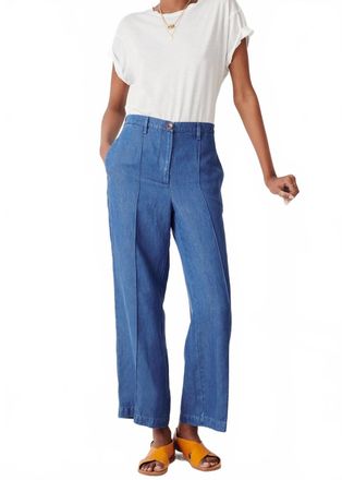 Sessun Alberoha Pleated Straight Pants In Denim Blue