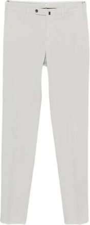 Incotex Slim-fit broek met geperste vouw - Heren - Chinos - Grijs - S - Leer - Broeken
