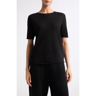 Lisa Yang Ari Short Sleeve Cashmere Sweater in Black at Nordstrom, Size 2