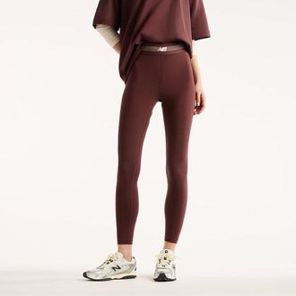 New Balance Mujer AC Legging 25 en Marr&oacute;n, Poly Knit, Talla 2XL