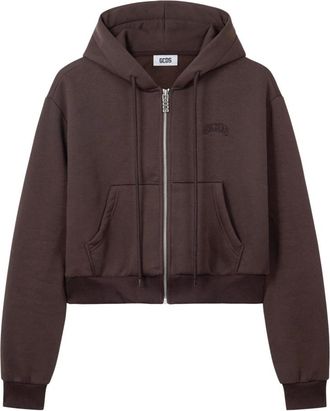 GCDS Zip-Up Lounge Sweatshirt met Logo - Dames - Vesten met rits - Bruin - XS - Katoen - Hoodies & sweatvesten