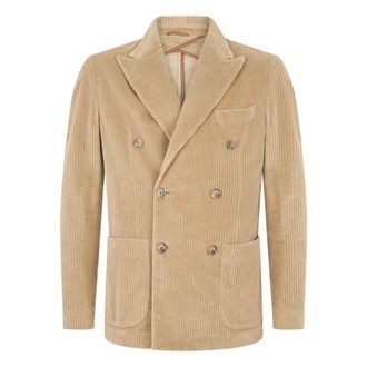 Fedeli Dubbele-breasted Jas - Heren - Blazers - Beige - L - Katoen - Jassen