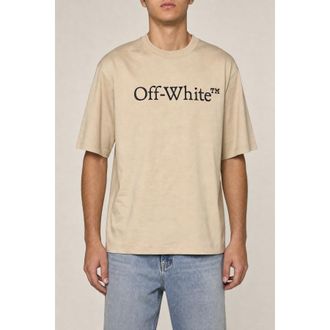 Off-white Mens Brown Rice Cotton T Shirt, Size XL
