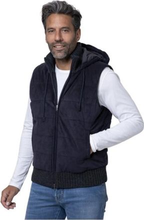 Gran Sasso Navy Blauw Mouwloos Jack Alcantara - Heren - Bodywarmers - Blauw - XL - Wol - Jassen
