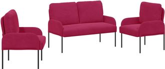 vidaXL Juegos De Sof&aacute;s 3 Uds. Rojo Vino Madera Contrachapada Vidaxl