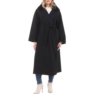 Gorski Wool Stroller, Detachable Genuine Shearling Collar and Reversible in Black/navy/black at Nordstrom, Size X-Small