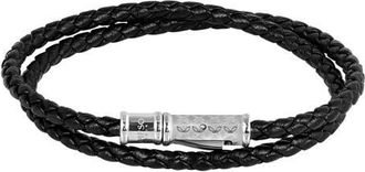 Thompson Leather Double Wrap Bracelet in Black at Nordstrom, Size Large