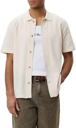 Les Deux Pointelle Short Sleeve Cardigan in Eggnog White at Nordstrom, Size Xx-Large
