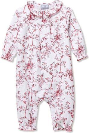 Petite Plume Madeline Twill Romper in Red at Nordstrom, Size 18-24M