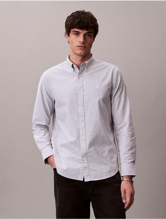 Calvin Klein Jeans Calvin Klein Mens Cotton Stretch Stripe Oxford Classic Button-Down Shirt - Grey - XL
