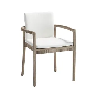 Frontgate Set of 2 Alessia Dining Replacement Cushions - Standard, Boucle Snow - Frontgate