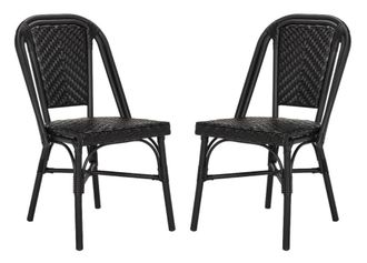Safavieh Sillas de comedor de mimbre en color negro