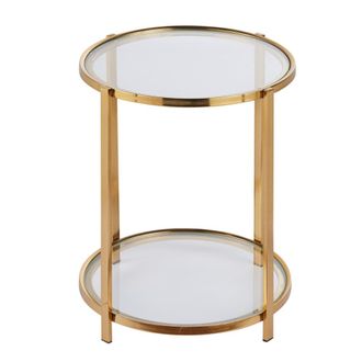 Maisons du monde Mesa auxiliar doble con tableros de cristal y metal dorado