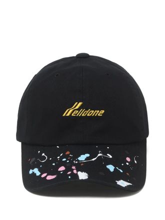 We11done paint-splatter baseball cap hat - Black