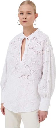 Silvian Heach Broderie Anglaise Blouse - Dames - Blouses - Wit - XS - Katoen - Overhemden