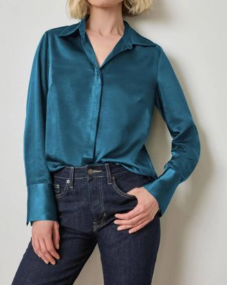 Lilla P Neptune Satin Button Down Shirt