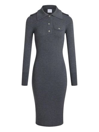 Patou ribbed polo midi dress - women - Merino - M - Grey
