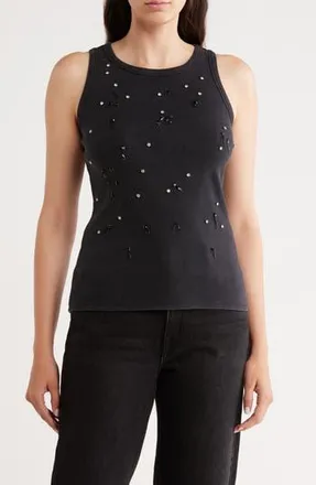 Cyrus Crystal Embellished Sleeveless Top in Black at Nordstrom Rack, Size X-Large