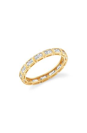 Crislu Baguette-Cut Cubic Zirconia Eternity Band Ring in 18Kt Yellow Gold /Clear Stone at Nordstrom, Size 6