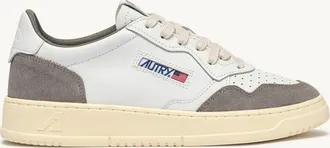 Autry MEDALIST LOW SNEAKERS IN WHITE LEATHER AND CEMENT SUEDE