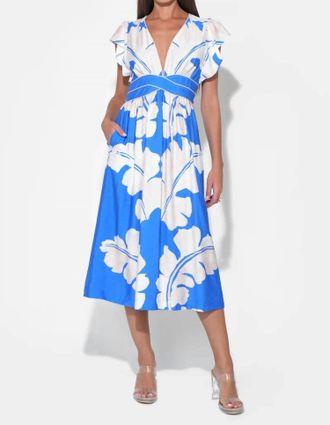 Adelyn Rae Avery Midi Dress In Blue / Ivory