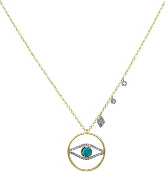 Meira T 14K 0.51 Ct. Tw. Diamond & Opal Chunky Necklace
